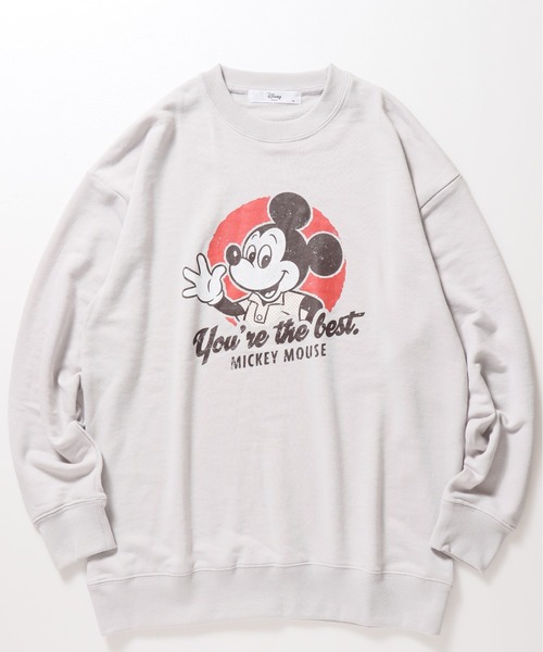 Disney(ディズニー)の「【DISNEY/ディズニー】ミッキーマウス 裏毛プリントスウェット(BIGシルエット)(スウェット・レディース・ダークグリーン/ピンク/ブラウン/グレー・MEDIUM/LARGE)」の5枚目の写真