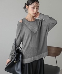 ニットレイヤードトップス韓国ファッションニット トップス タンク付き レイヤード ニット/セーター レイヤード タンクトップ」に該当する