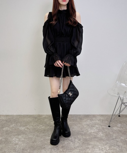 INGNI(イング)の「2Wayリボン肩あきワンピース(ワンピース・レディース・ブラック系/ブラウン系その他2/ブラック・M)」の8枚目の写真