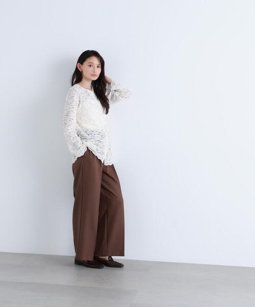 NATURAL BEAUTY BASIC（ナチュラルビューティーベーシック）の「◇【BLANC】レースブラウス（シャツ/ブラウス・レディース・オフホワイト/ブラウン・FREE）」の4枚目の写真