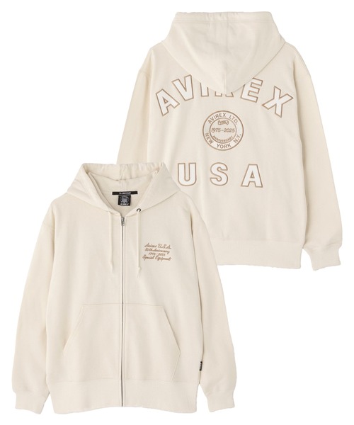 AVIREX（アヴィレックス）の「AVIREX 50th VARSITY PARKA / 50周年 バーシティー パーカー / アヴィレックス（パーカー・メンズ・チャコール/オフホワイト/エンジ・XX-LARGE/LARGE/MEDIUM/X-LARGE）」の2枚目の写真