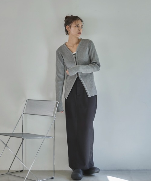 feepur（フェピュール）の「【ハンドウォッシャブル】リブニットVカーディガン（カーディガン/ボレロ・レディース・アイボリー/ブラック/グレー/チャコールグレー/ブラウン・MEDIUM）」の21枚目の写真