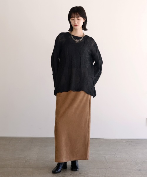 shetila(シェティラ)の「シアーパターンモヘアニット(ニット/セーター・レディース・ブラック/アイボリー/ピンク/ダークブラウン・M)」の17枚目の写真