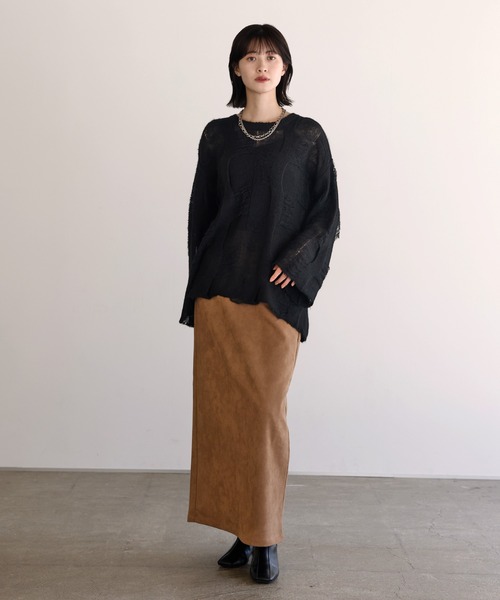 shetila(シェティラ)の「シアーパターンモヘアニット(ニット/セーター・レディース・ブラック/アイボリー/ピンク/ダークブラウン・M)」の13枚目の写真