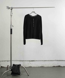 DOUBLE LAYERED LONG SLEEVE HENLEY T SHIRT