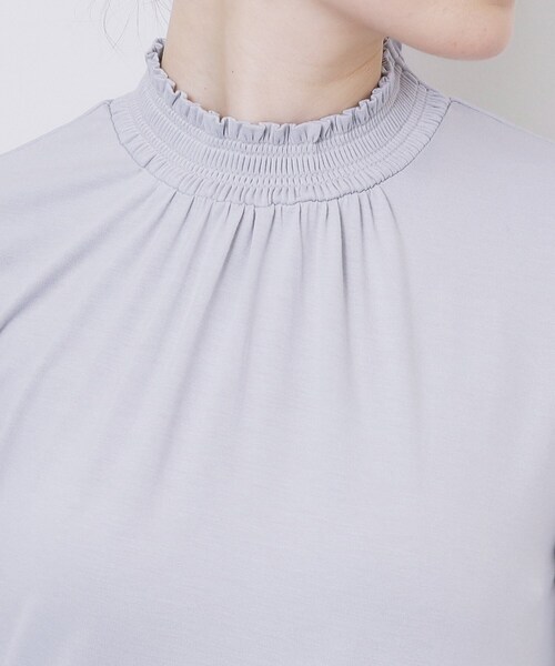 シャーリングデザイントップス【洗濯機OK/吸湿発熱】（Tシャツ