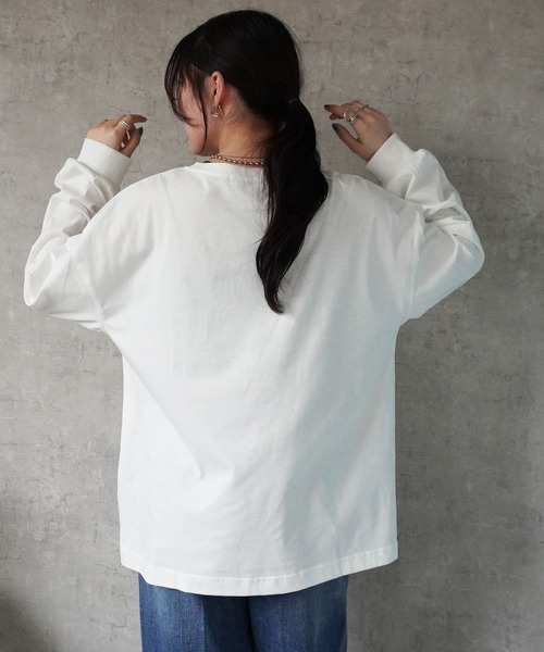 Emma（SELECT LEVERY）（エマ セレクトリベリー）の「手書き風ロゴ刺繍 BIGTシャツ（Tシャツ/カットソー・レディース・ブラック/オフホワイト/チャコール/ブラウン・FREE）」の8枚目の写真