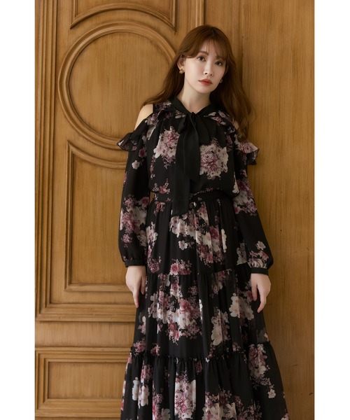 Her lip to(ハーリップトゥー)の「Isaline Bow-Tie Floral Blouse(シャツ/ブラウス・レディース・ブラック/ベージュ系/ホワイト系・S/M)」の18枚目の写真