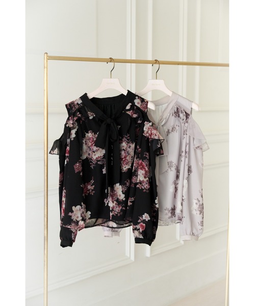 Her lip to(ハーリップトゥー)の「Isaline Bow-Tie Floral Blouse(シャツ/ブラウス・レディース・ブラック/ベージュ系/ホワイト系・S/M)」の7枚目の写真