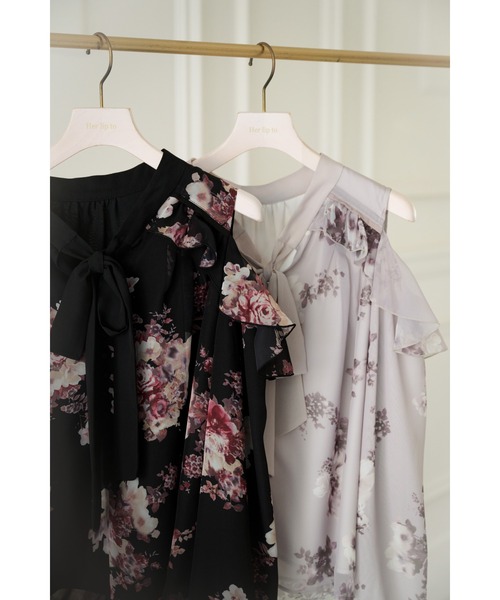 Her lip to(ハーリップトゥー)の「Isaline Bow-Tie Floral Blouse(シャツ/ブラウス・レディース・ブラック/ベージュ系/ホワイト系・S/M)」の12枚目の写真