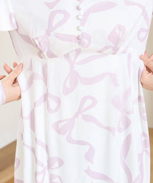 Anely(アネリー)の「リボン プリント ロング ワンピース(ワンピース・レディース・ブラック/ベージュ/アイボリー・FREE)」の21枚目の写真
