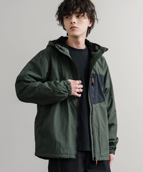 LOGOS（ロゴス）の「LOGOS ロゴス オーバーサイズフード裏ボアフリースフーディー/ワンポイントロゴ入り撥水ナイロンジャケット（マウンテンパーカー・メンズ・ネイビー/レッド/ダークグリーン/ブラック/ライトベージュ・LL/L/M）」の17枚目の写真