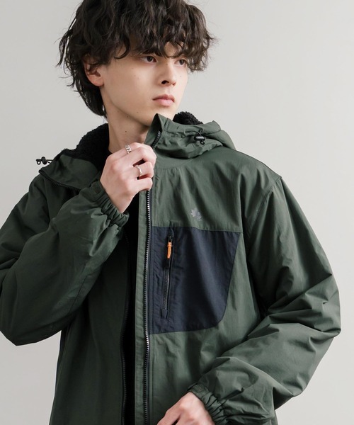 LOGOS（ロゴス）の「LOGOS ロゴス オーバーサイズフード裏ボアフリースフーディー/ワンポイントロゴ入り撥水ナイロンジャケット（マウンテンパーカー・メンズ・ネイビー/レッド/ダークグリーン/ブラック/ライトベージュ・LL/L/M）」の19枚目の写真