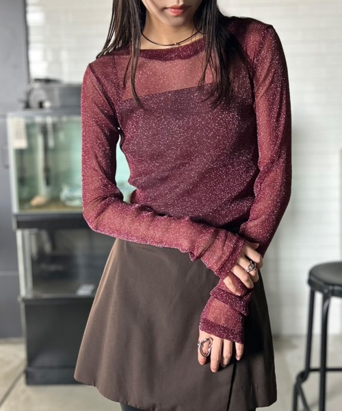 Kotoe(コトエ)の「【全8色】 ラメシアートップス クルーネック 長袖(Tシャツ/カットソー・レディース・ブラック/ワイン/アイボリー/シルバー/ブラウン/ホワイト系その他/ダークグレー/ゴールド・FREE)」の6枚目の写真