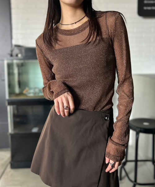 Kotoe(コトエ)の「【全8色】 ラメシアートップス クルーネック 長袖(Tシャツ/カットソー・レディース・ブラック/ワイン/アイボリー/シルバー/ブラウン/ホワイト系その他/ダークグレー/ゴールド・FREE)」の17枚目の写真