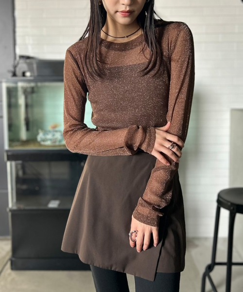 Kotoe(コトエ)の「【全8色】 ラメシアートップス クルーネック 長袖(Tシャツ/カットソー・レディース・ブラック/ワイン/アイボリー/シルバー/ブラウン/ホワイト系その他/ダークグレー/ゴールド・FREE)」の16枚目の写真