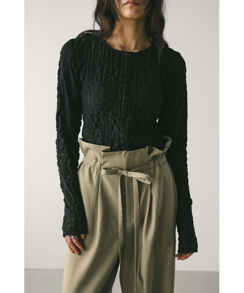 STYLEMIXER（スタイルミキサー）の「シャーリングコルセットトップ（シャツ/ブラウス・レディース・ブラック/ブラウン/ブルー・SMALL/MEDIUM）」の2枚目の写真