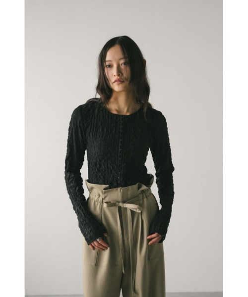 STYLEMIXER（スタイルミキサー）の「シャーリングコルセットトップ（シャツ/ブラウス・レディース・ブラック/ブラウン/ブルー・SMALL/MEDIUM）」の5枚目の写真