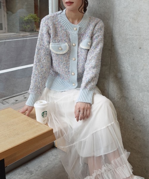 CORNERS（コーナーズ）の「ツィードジャケット×チュールスカートセット（セットアップ・レディース・ピンク/ベージュ/グレー/ブルー・M）」の3枚目の写真