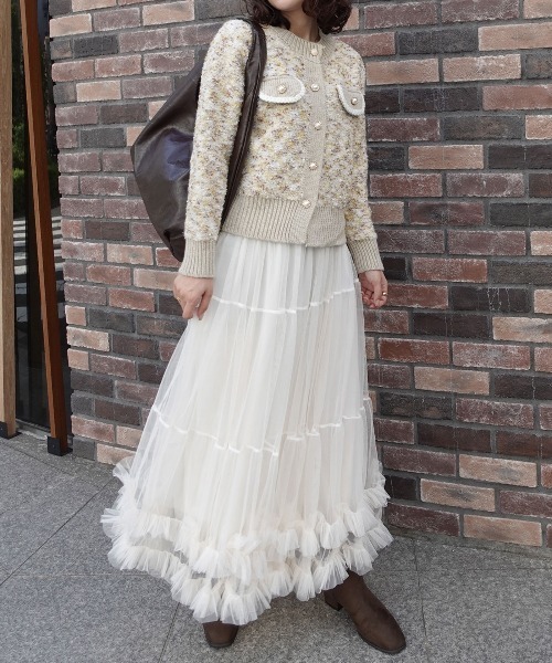 CORNERS（コーナーズ）の「ツィードジャケット×チュールスカートセット（セットアップ・レディース・ピンク/ベージュ/グレー/ブルー・M）」の6枚目の写真