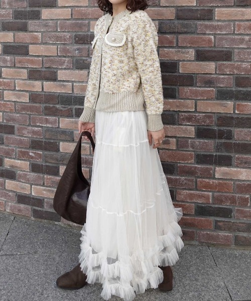 CORNERS（コーナーズ）の「ツィードジャケット×チュールスカートセット（セットアップ・レディース・ピンク/ベージュ/グレー/ブルー・M）」の8枚目の写真