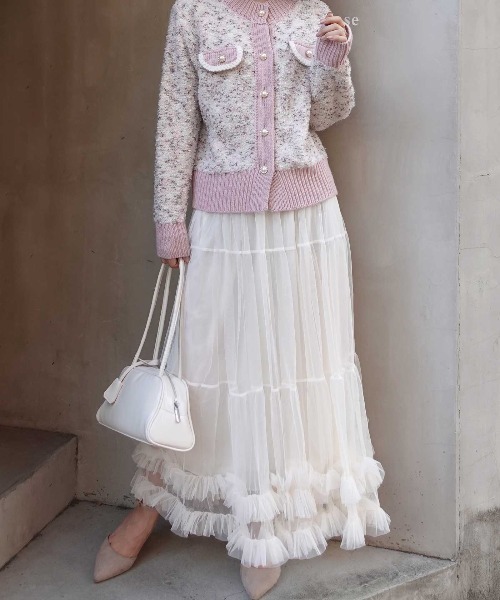CORNERS（コーナーズ）の「ツィードジャケット×チュールスカートセット（セットアップ・レディース・ピンク/ベージュ/グレー/ブルー・M）」の9枚目の写真