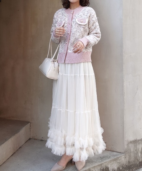 CORNERS（コーナーズ）の「ツィードジャケット×チュールスカートセット（セットアップ・レディース・ピンク/ベージュ/グレー/ブルー・M）」の11枚目の写真