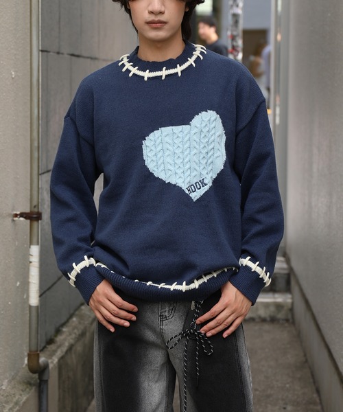 セール】HOOK -original- ハートジャカードニットプルオーバー（ニット