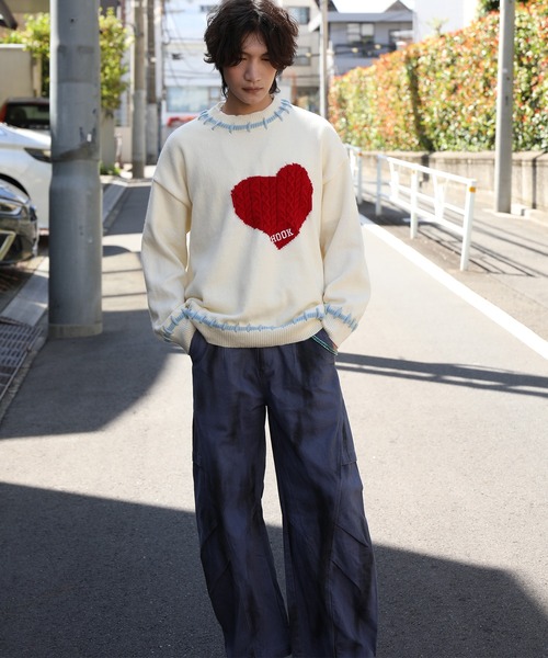 ✨タグ付き新品✨ハートモチーフニット✨定価30800円 HEART】 【ONLINE限定カラーあり】ハートエンブロイダリーニット