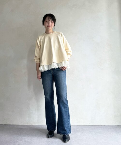 BEARDSLEY(ビアズリー)の「裾タムレースカットソー(Tシャツ/カットソー・レディース・ブラック/アイボリー・FREE)」の4枚目の写真