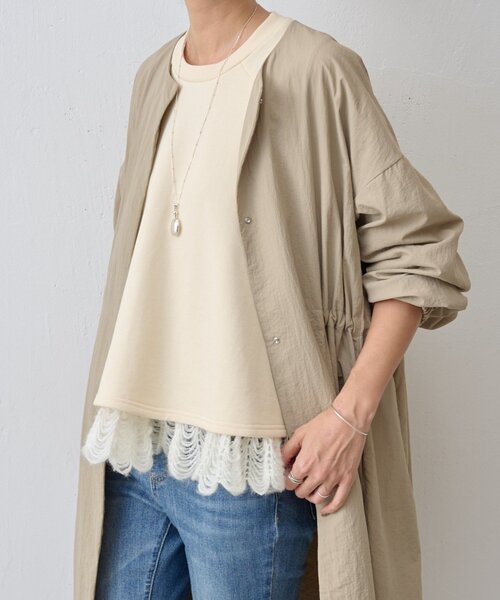 BEARDSLEY(ビアズリー)の「裾タムレースカットソー(Tシャツ/カットソー・レディース・ブラック/アイボリー・FREE)」の6枚目の写真