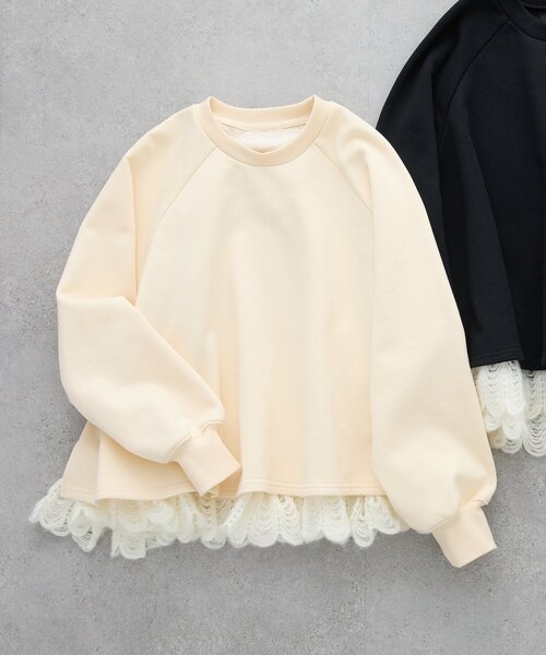 BEARDSLEY（ビアズリー）の「裾タムレースカットソー（Tシャツ/カットソー・レディース・ブラック/アイボリー・FREE）」の10枚目の写真