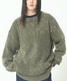 CORISCO（コリスコ）の「ストーンウォッシュ加工 パッチワーク風ニット(M1)（ニット/セーター）」