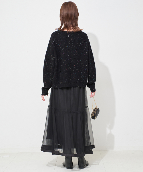 新品【SLOBE IENA】スパンコールニット ブラック スパンコールニット（ニット/セーター）｜SLOBE IENA（スローブイエナ