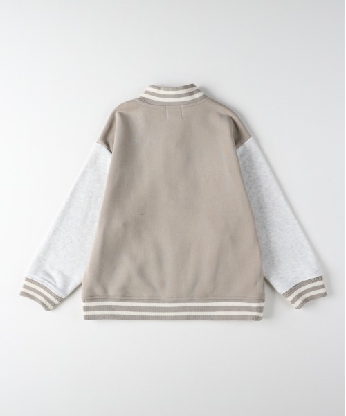 Right-on（ライトオン）の「【Refurbish】裏起毛スウェットスタジアムジャンパー（スタイリッシュ/カジュアル)（ブルゾン・キッズ・ベージュ/ブラック・130/140/150/160）」の3枚目の写真