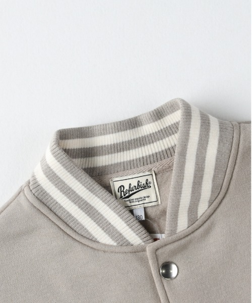 Right-on（ライトオン）の「【Refurbish】裏起毛スウェットスタジアムジャンパー（スタイリッシュ/カジュアル)（ブルゾン・キッズ・ベージュ/ブラック・130/140/150/160）」の4枚目の写真