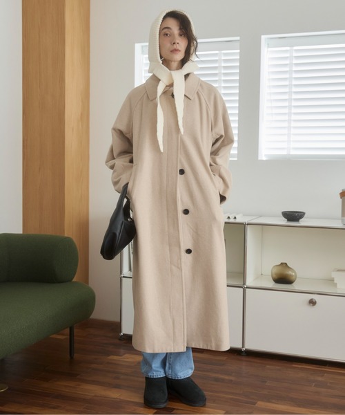 ANGIE(アンジー)の「2WAY ステンカラーロングコート(ステンカラーコート・レディース・ブラック/ライトベージュ/チャコール・FREE)」の3枚目の写真