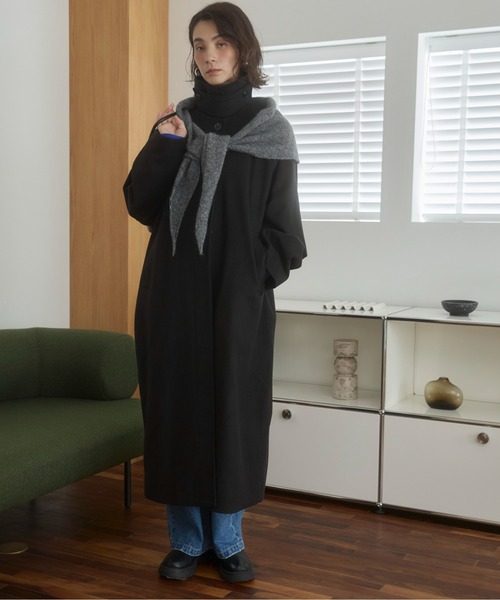 ANGIE(アンジー)の「2WAY ステンカラーロングコート(ステンカラーコート・レディース・ブラック/ライトベージュ/チャコール・FREE)」の1枚目の写真