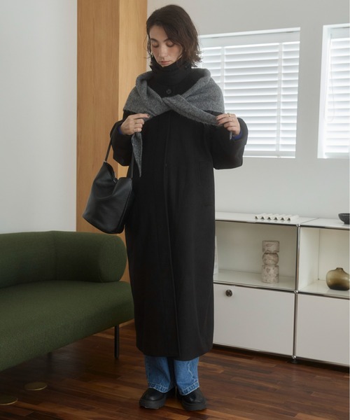 ANGIE(アンジー)の「2WAY ステンカラーロングコート(ステンカラーコート・レディース・ブラック/ライトベージュ/チャコール・FREE)」の15枚目の写真