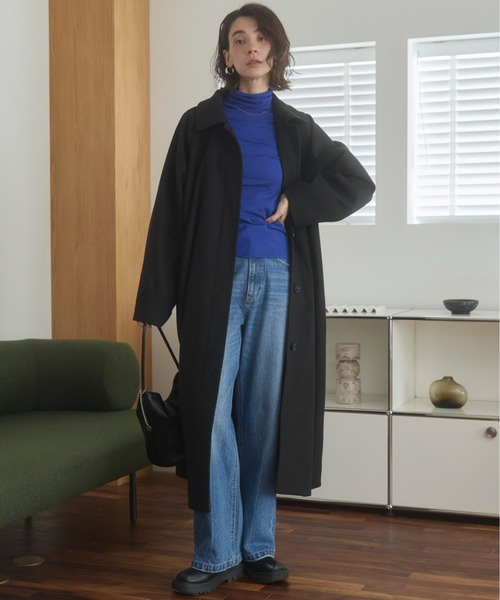 ANGIE(アンジー)の「2WAY ステンカラーロングコート(ステンカラーコート・レディース・ブラック/ライトベージュ/チャコール・FREE)」の5枚目の写真