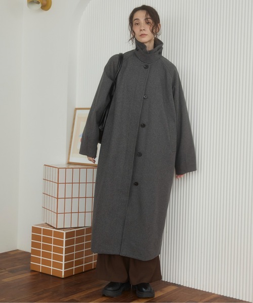 ANGIE(アンジー)の「2WAY ステンカラーロングコート(ステンカラーコート・レディース・ブラック/ライトベージュ/チャコール・FREE)」の6枚目の写真