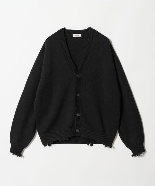 OWNESS＞ウール カシミヤ クラッシュ Vネック カーディガン