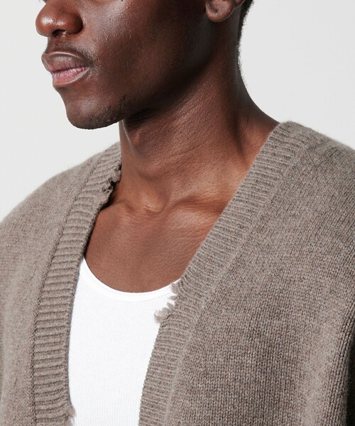 OWNESS＞ウール カシミヤ クラッシュ Vネック カーディガン