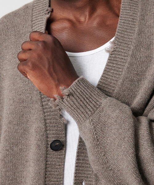 OWNESS＞ウール カシミヤ クラッシュ Vネック カーディガン