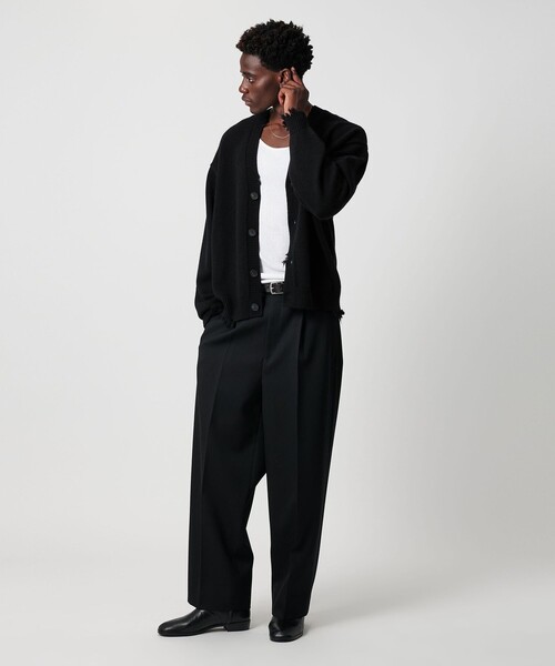 OWNESS＞ウール カシミヤ クラッシュ Vネック カーディガン