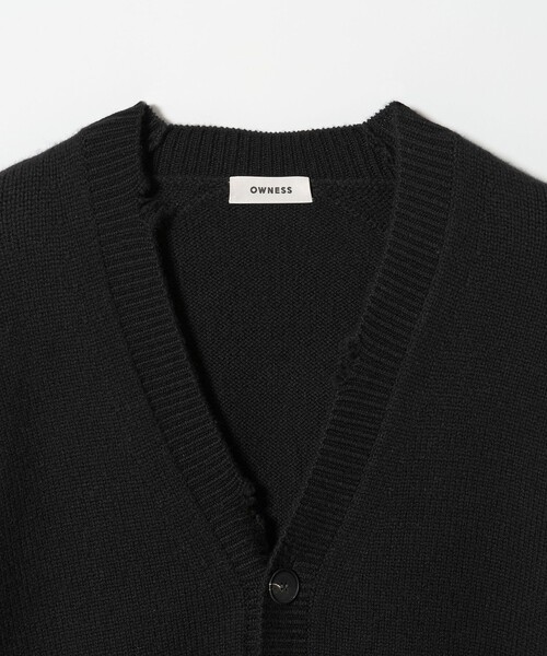 OWNESS＞ウール カシミヤ クラッシュ Vネック カーディガン