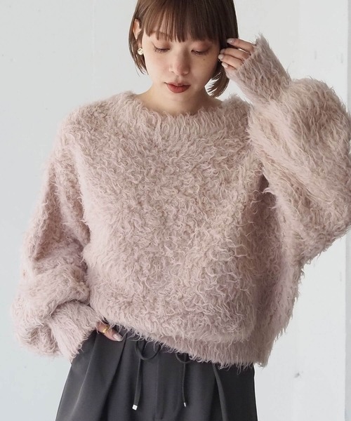 tiptop(ティップトップ)の「プードルファー前後2WAYカーディガン(カーディガン/ボレロ・レディース・ピンク/アイボリー/チャコールグレー/ブルー・FREE)」の2枚目の写真