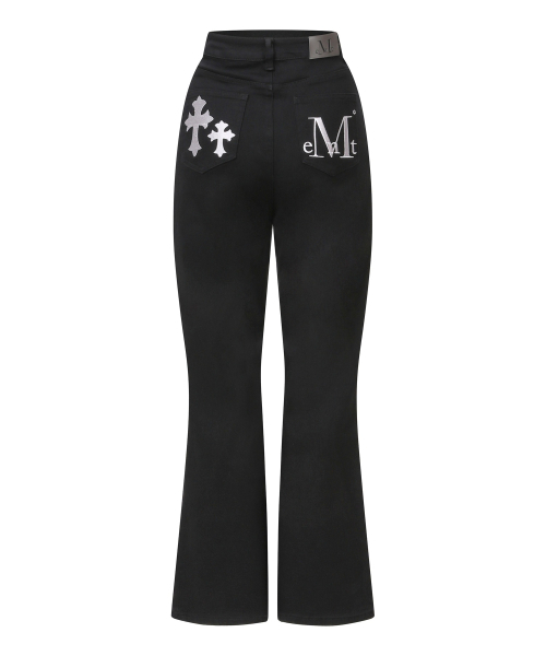 MUCENT(ムセント)の「ピストルバックレザー ダブルクロス ブーツカットコットンパンツ(その他パンツ・レディース・ブラック・SMALL/MEDIUM)」の3枚目の写真