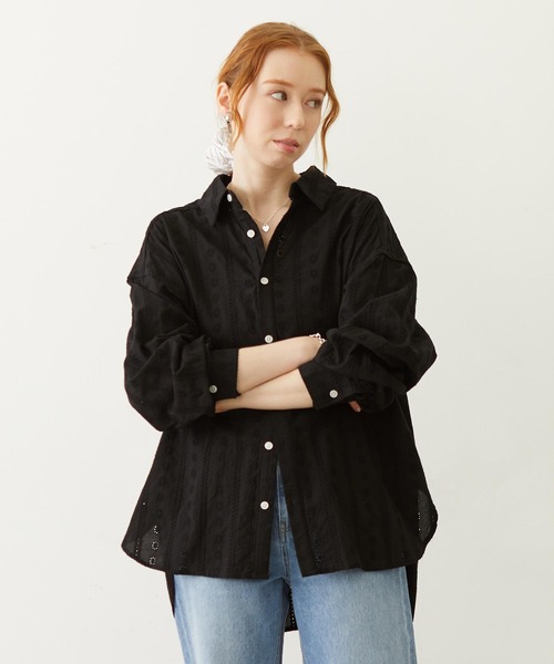 MILKFED.(ミルクフェド)の「2WAY OVERSIZED SHIRT(シャツ/ブラウス・レディース・グレー/ライトブルー/ブラック/ホワイト・ONE SIZE)」の3枚目の写真