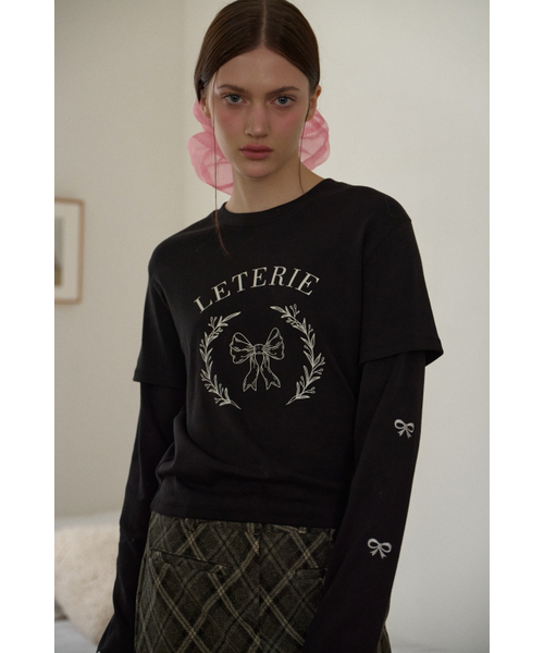 LETERIE(レテリー)の「RIBBON POINT LAYERED T-SHIRT_BLACK(Tシャツ/カットソー・レディース・ブラック・FREE)」の1枚目の写真
